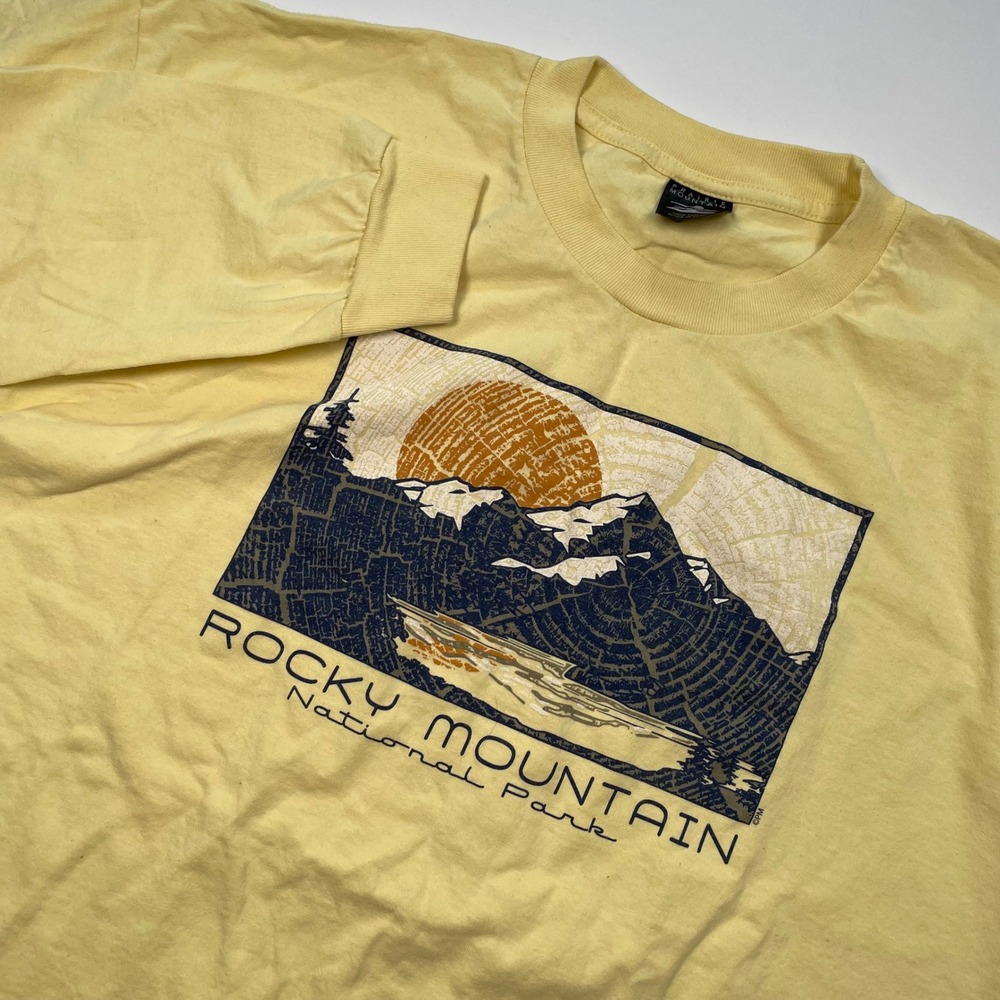 Prairie Mountain Rocky‎ Mountain National Park Long Sleeve T-Shirt Yellow XXL